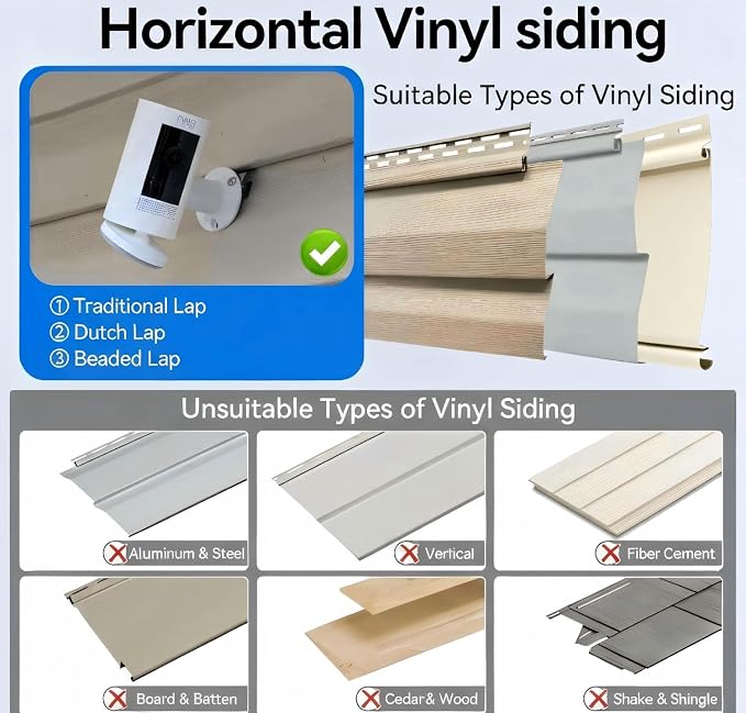 Haoyou Camera Vinyl Siding Wall Mounts No Drill 360 Degree Adjustable, - Image 4