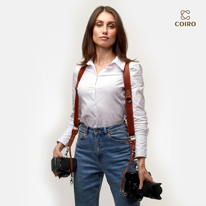 C Coiro Dual Camera Harness Shoulder Leather Camera Strap - Image 7