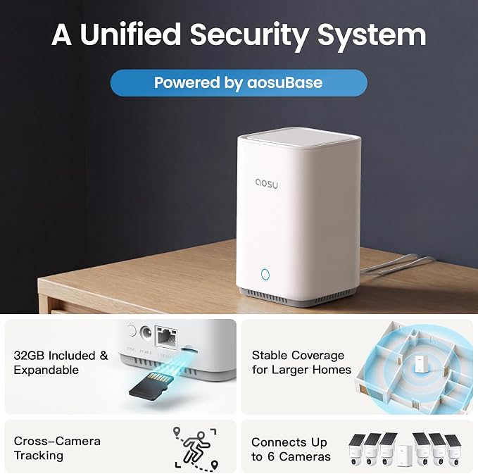 aosu SolarCam D1 Max 6-Cam Kit, 4K Solar Security Cameras Wireless Outdoor - Image 6