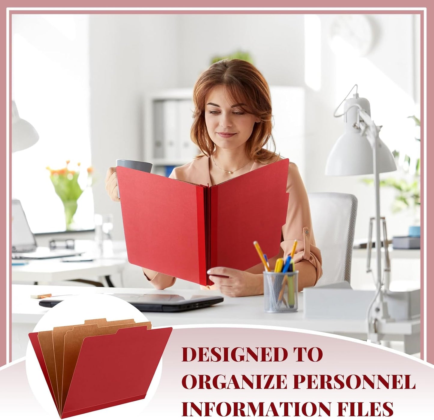 48 Pcs Classification Folders Letter Size, 3 Divider Pressboard File Folder with Fasteners, Expanding File Organizer Bulk for Teachers, Clergy, Office, Church, Christmas Donations (Red)