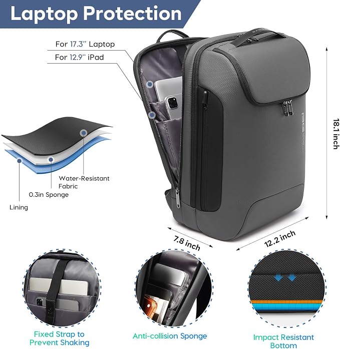BANGE Business Travel Backpack, Waterproof Fashion Tech Backpacks, Laptop - Image 2