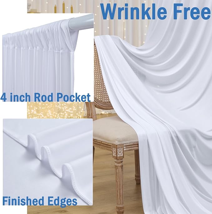 50ft x 15ft White Backdrop Curtains - Image 4