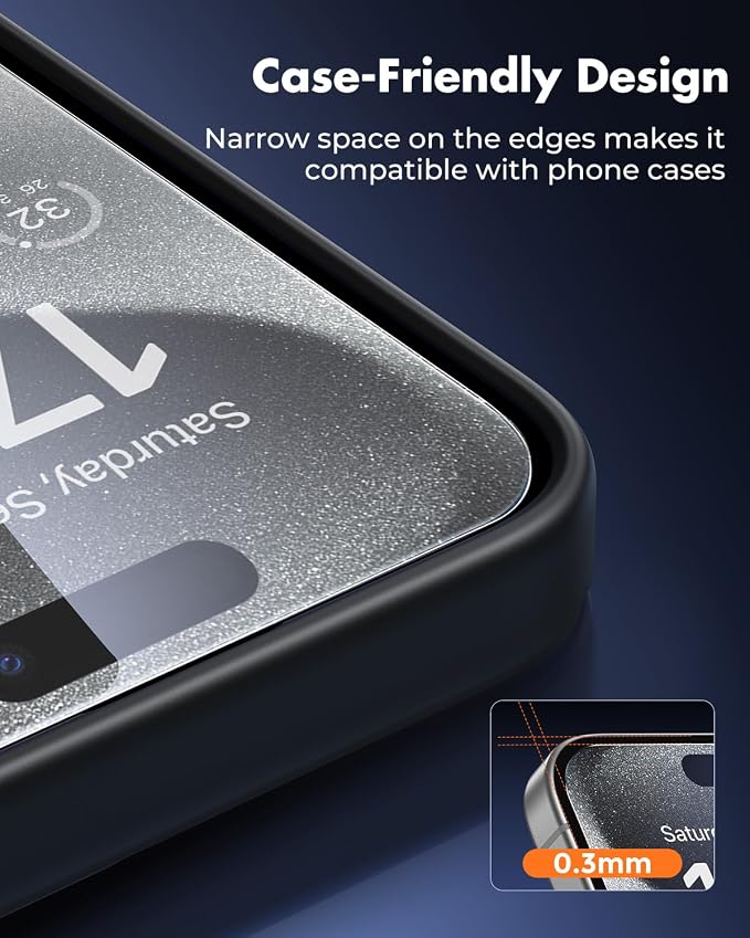 UNBREAKcable iPhone 15 Pro Max Screen Protector 3-Pack, Upgraded Dual-Tempered - Image 8