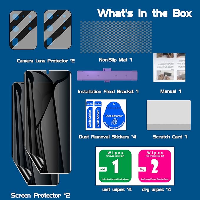 LYWHL 2+2 Pack for Samsung Galaxy S20 Ultra Privacy Screen Protector, Anti-Spy - Image 6