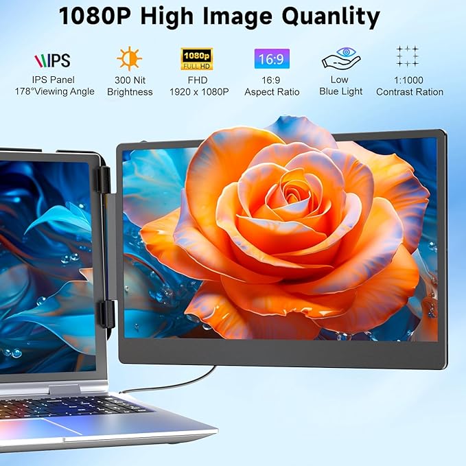 KEFEYA Laptop Screen Extender, 1080P FHD IPS Monitor Extender - Image 2