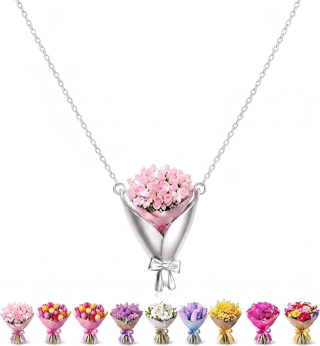 Wearable Flower Vase Necklace for Women, DIY Flower Bouquet Pendant Floral by Seeyozz