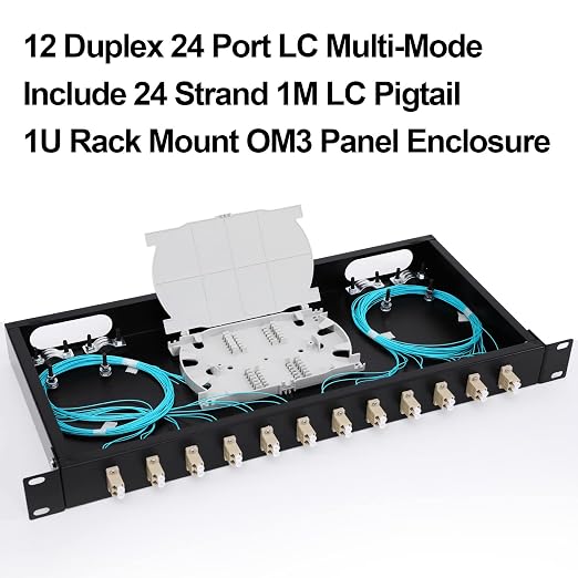 LC-OM3 12 Duplex 24 Port Fiber Enclosure Rack Mount Fiber Box MultiMode LC-UPC - Image 2