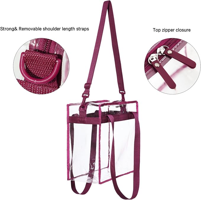 BAGAIL Clear Bags 12x6x12 Stadium Approved Clear Tote Bag - Image 2