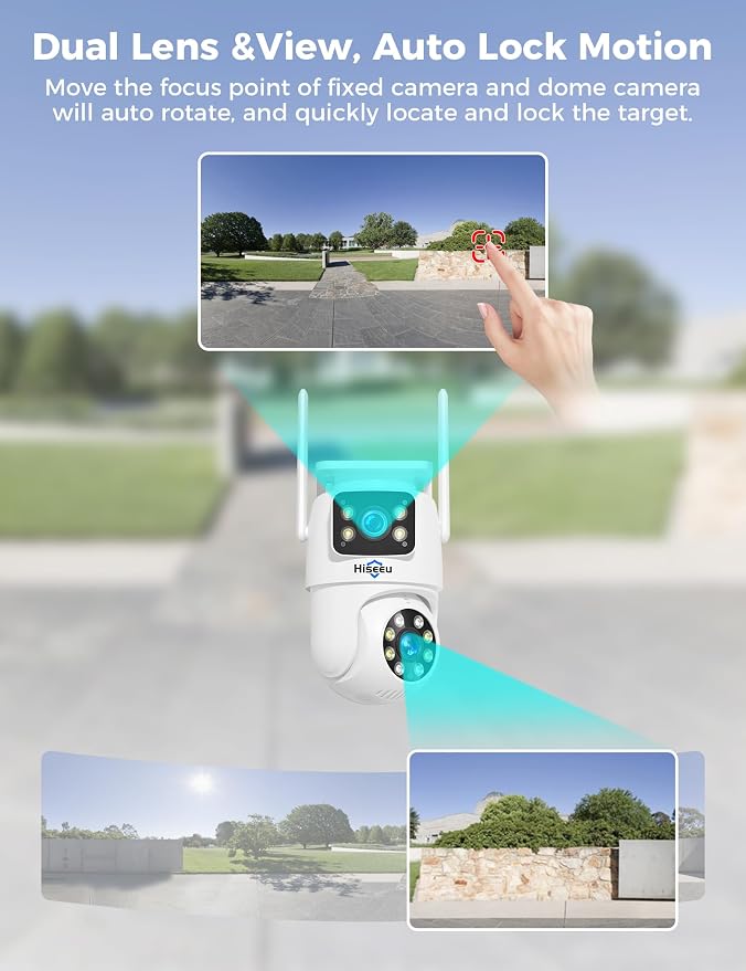 Hiseeu Wireless Security Camera, 5G/2.4G WiFi, Dual Lens View, Pan-Tilt- Zoom - Image 2