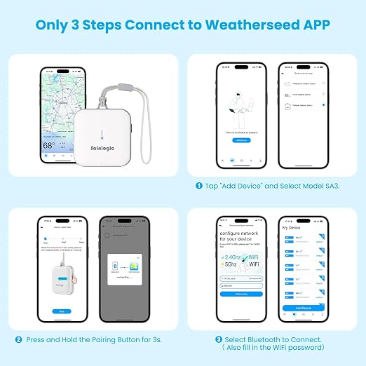 Sainlogic SA3 Smart Portable Weather Station, WiFi Indoor Outdoor Thermometer - Image 7