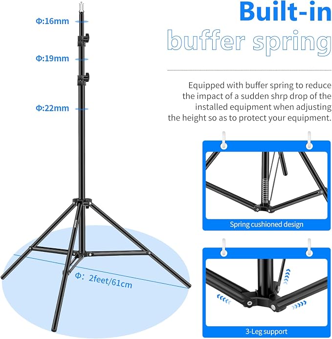 Neewer 6.23 Feet/190CM Aluminum Light Tripod Stands - Image 3