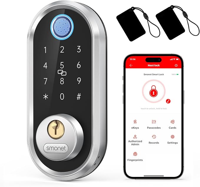 Smart Deadbolt, SMONET Fingerprint Electronic Deadbolt Door Lock by SMONET