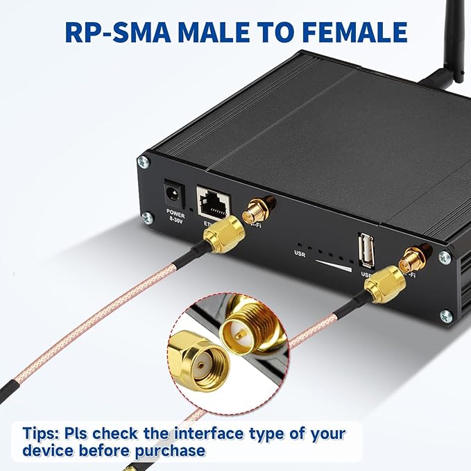 Bingfu WiFi Antenna Extension Cable RP-SMA Male to RP-SMA Female Bulkhead Mount - Image 6