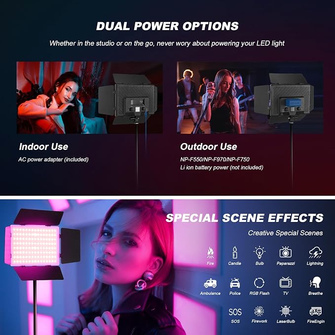 2Pack RGB LED Video Light Kit 12.6in - Image 3