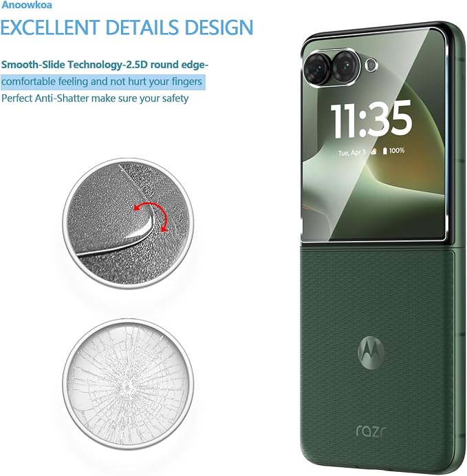 Anoowkoa 3 Pack Designed for Motorola Razr+/Plus 2026 Screen Protector Tempered - Image 5
