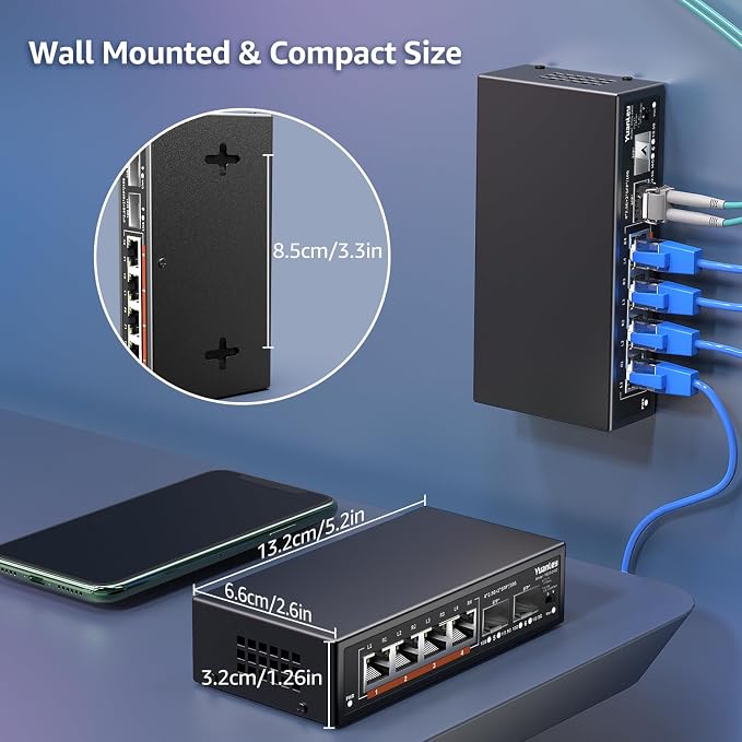 6 Port 2.5G Unmanaged Ethernet Switch, 4 x 2.5G Base-T Ports, 2 x 10G SFP - Image 6