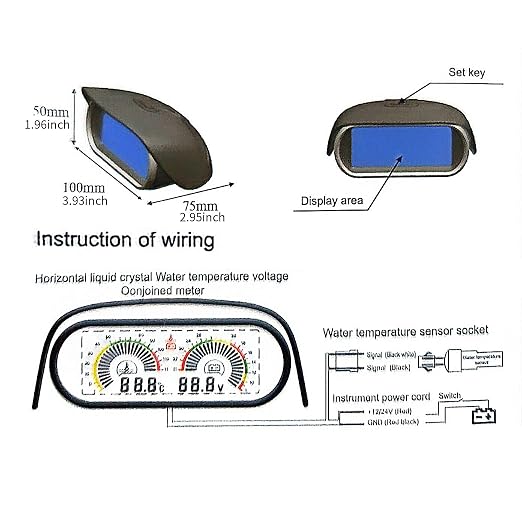 2-in-1 Auto Car LCD Meter Digital Voltage Water Temperature Fuel Gauge - Image 6
