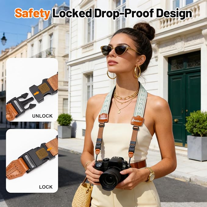 Cwatcun Bohemian Floral Camera Strap, Adjustable Crossbody DSLR Strap - Image 2