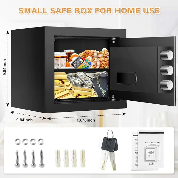 Small Safe for Home, 9.84"H Safe Box for College Dorm Room, Office & Home - Image 2