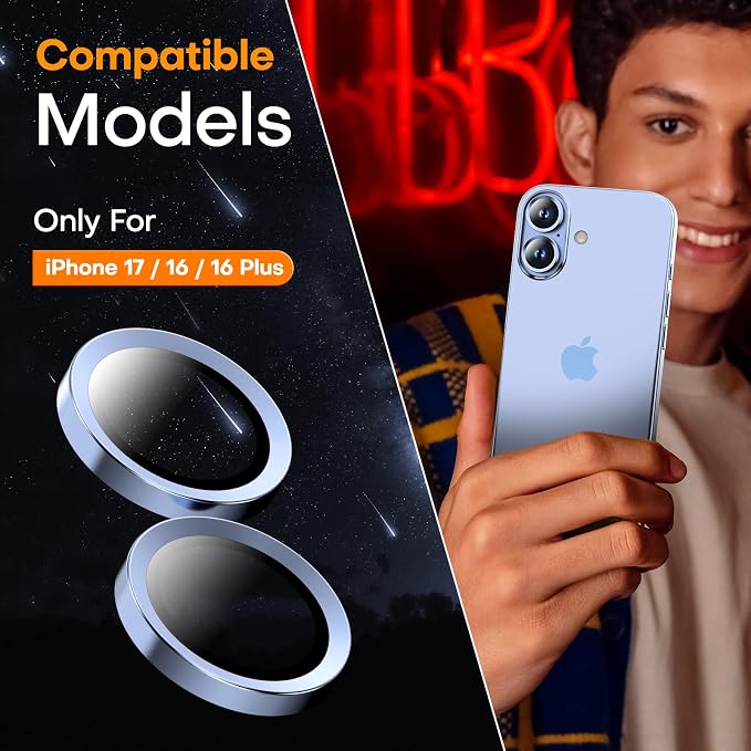 Camera Lens Protector for iPhone 17/16/16 Plus, Tempered Glass Metal Individual - Image 4