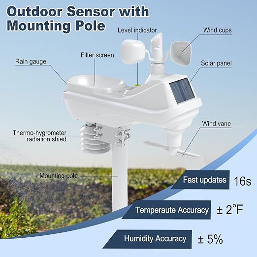 Urageuxy Wireless Weather Station Indoor Outdoor, Home Weather Stations - Image 7