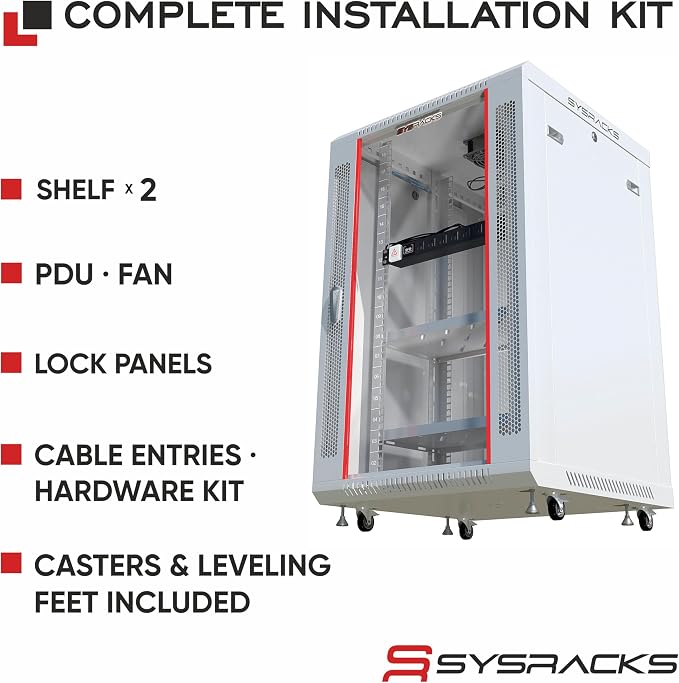 18U Wall Mount Server Rack Cabinet 24” Deep, 19” Network & AV Enclosure - Image 4