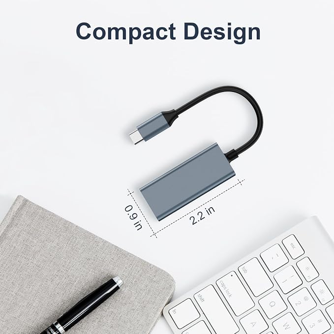 USB C to Ethernet Adapter, Driver Free RJ45 to USB C, 100Mbps Type-C Ethernet - Image 3
