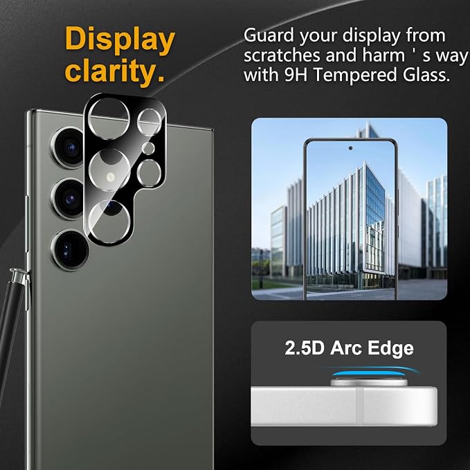 3 Pack Camera Lens Protector for Samsung Galaxy S23 Ultra, Tempered Glass - Image 2