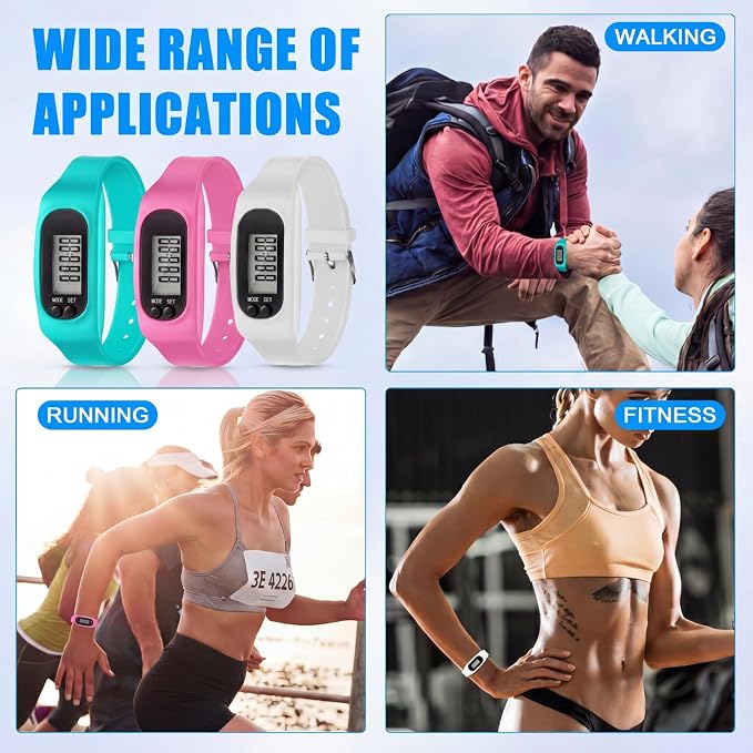 Silicone Fitness Tracker Watch 3 Pcs Walking Running Pedometer Calorie Burning - Image 6