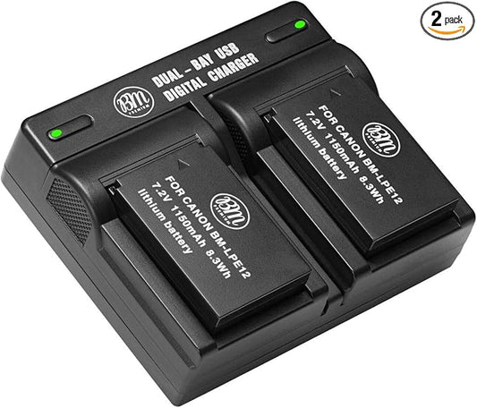 BM Premium 2-Pack of LP-E12 Batteries and USB Dual Battery Charger by BMPremium