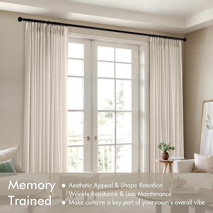 Memory Trained Pinch Pleated Curtains 96 Inches Long, Viral Linen Pinch Pleat - Image 3