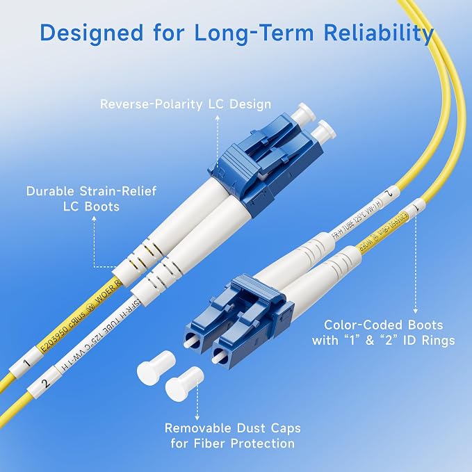 Cable Matters Plenum Rated Duplex OS2 Single Mode Fiber Optic Patch Cable - 7m - Image 4