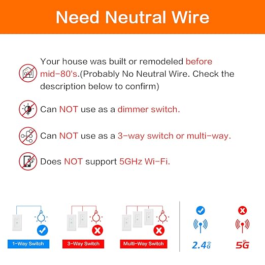 Smart Switch, Smart Light Switch, Single-Pole, No Hub Required, Neutral Wire - Image 5