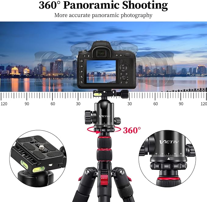 81" Professional Tripod for Camera & Phone -Tall, Compact Travel Tripod Stand - Image 5
