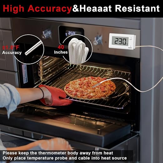 Digital Oven Thermometer with Probe Grill Meat Thermometer up to 572°F/300°C - Image 2
