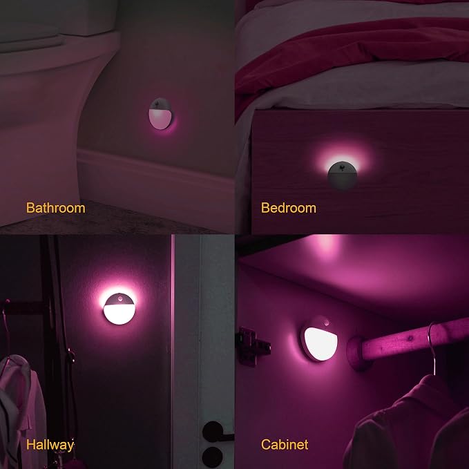 YUNLEX 2 Pack Pink Battery Night Light, Motion Activated Night Light, 2.6" - Image 9
