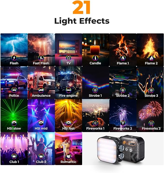 K&F CONCEPT RGB Video Light, 360° Full Color Portable Photography Light - Image 5