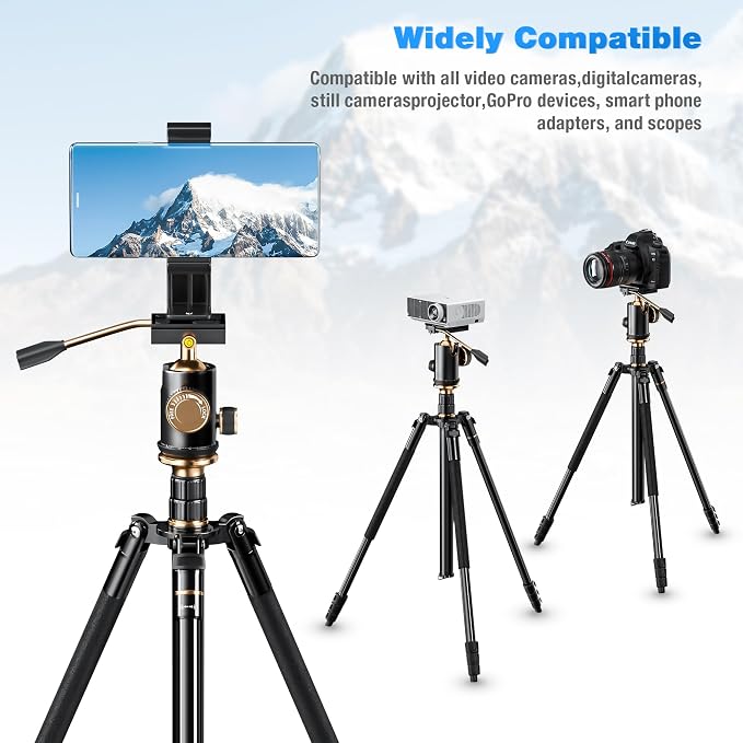 YoTilon Tripod for camera 77.2'', Aluminum Camera Tripod & Monopod - Image 7