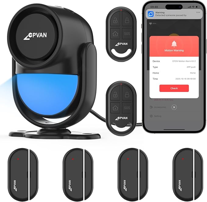 CPVAN WiFi Motion Sensor Alarm System, 125dB Smart PIR Motion Detector by CPVAN