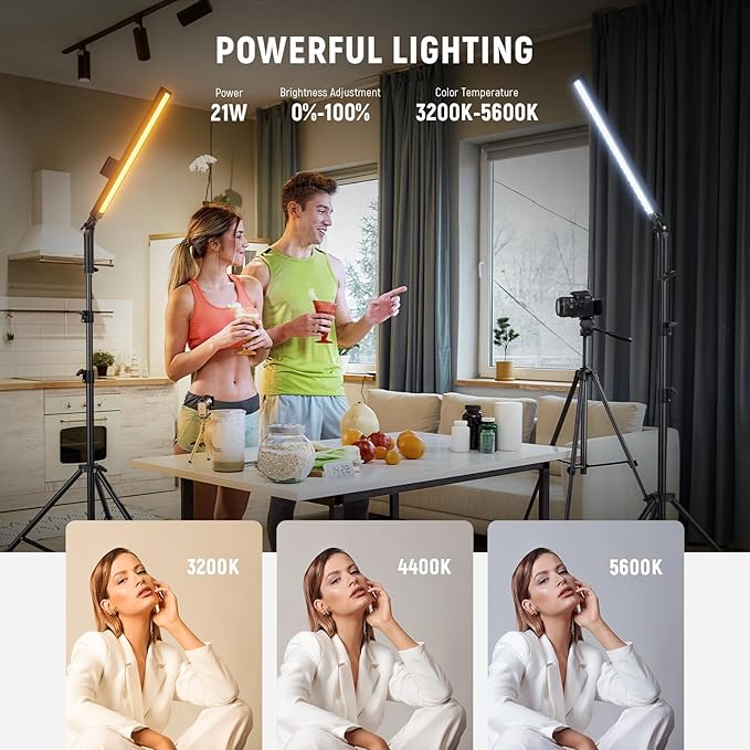 NEEWER Upgraded LED Video Light Stick & 2.4G Remote Kit, 2 Pack Handheld - Image 2