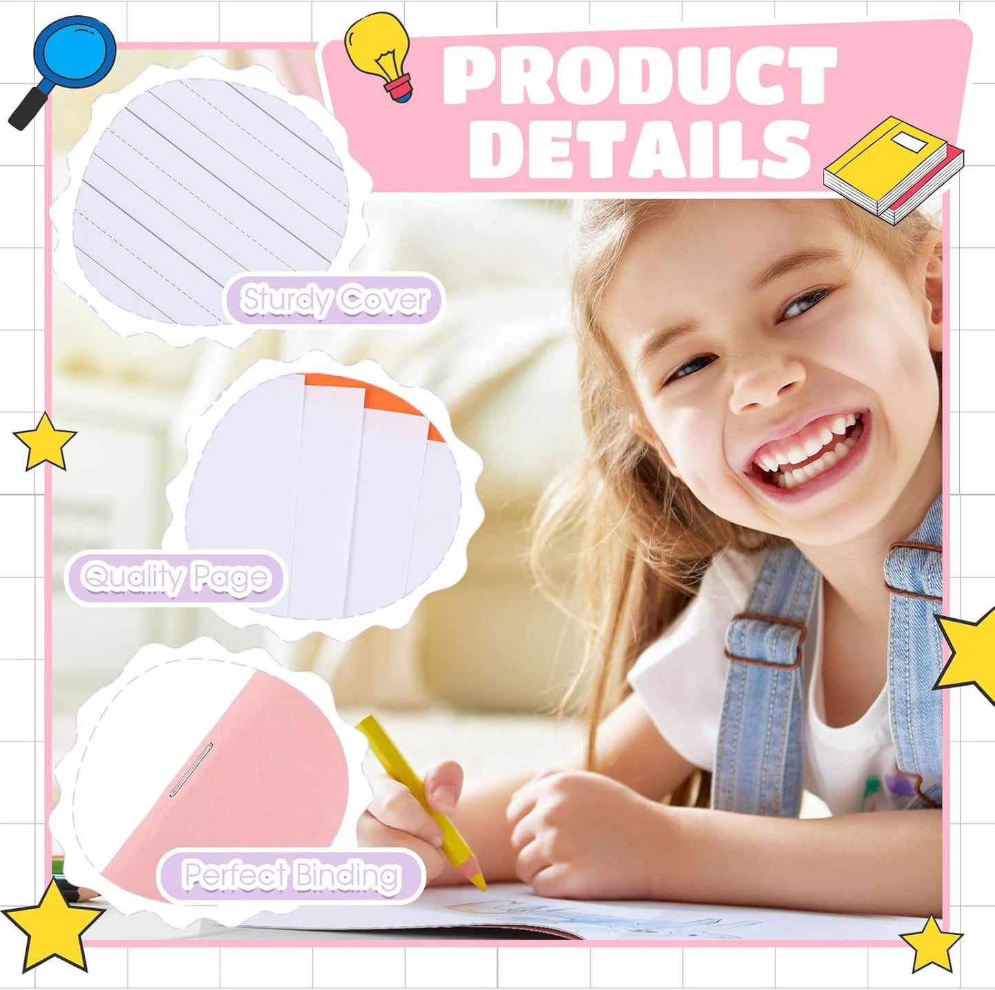 Henoyso 12 Pcs Primary Composition Notebook K-2 9 3/4 x 7 1/2 Inch Primary Journal, Back to School Supplies, Bulk Blank Writing Book for Kid to Write Draw Journal 60 Page Notebooks (Soft Color)
