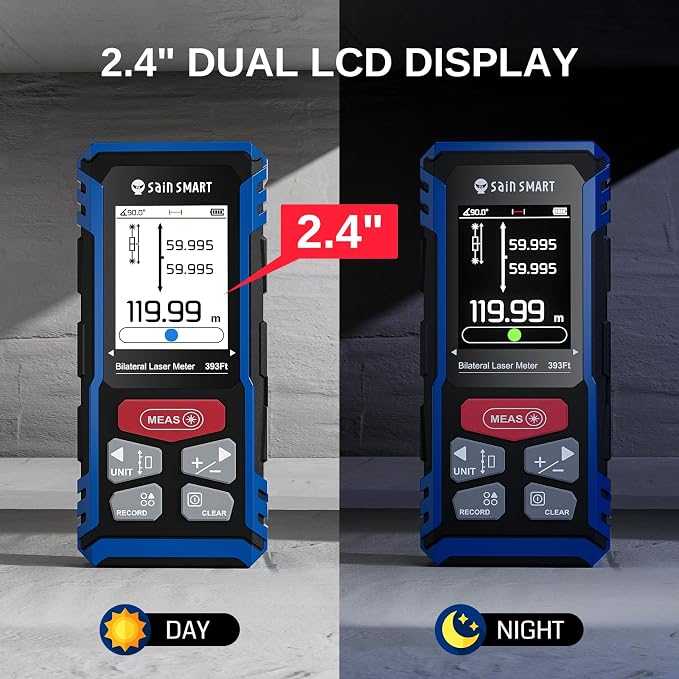 SainSmart Dual Laser Measuring Tool, 393Ft Red Bilateral Distance Meter - Image 5