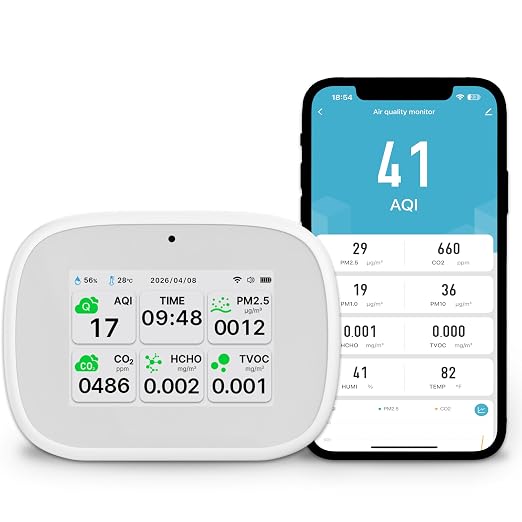 Smart Air Quality Monitor with Dual Chip and WiFi, APP Remote Control to Detect by Sacnahe