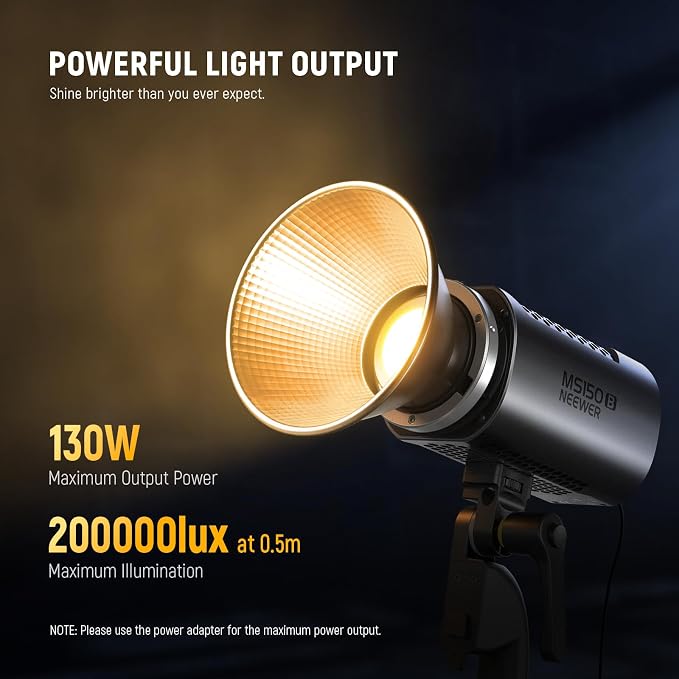 NEEWER MS150B 130W Bi Color LED Video Light, Mini COB Portable Photography - Image 2