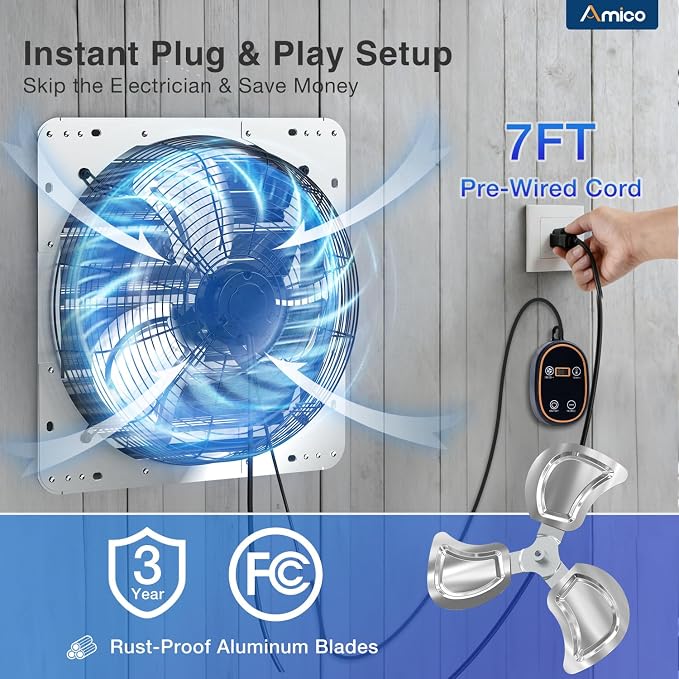 Amico 20" Smart Shutter Exhaust Fan - Image 7
