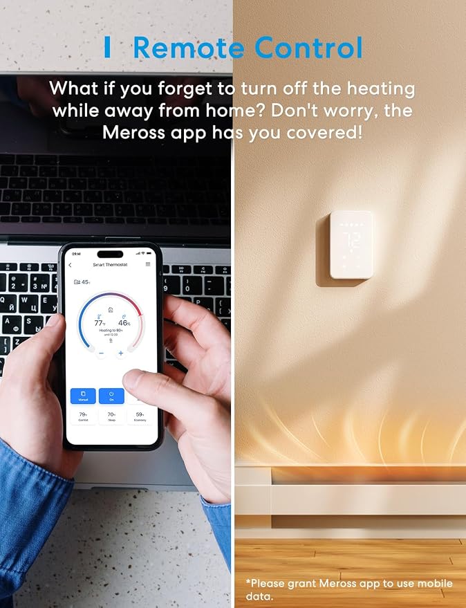 meross Matter Smart Thermostat for Electric Baseboard Heater, Works - Image 8