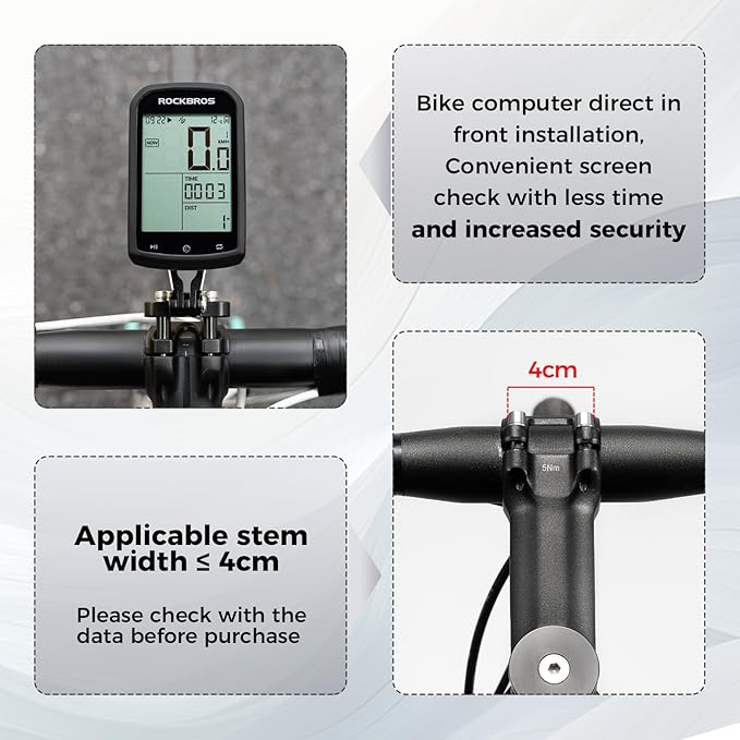 ROCKBROS Bike Computer Mount Out-Front Aluminum Integrated Bicycle Cycling - Image 2