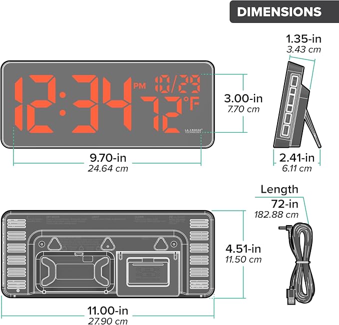 La Crosse Technology 513-1411R Red Digital LED Wall Clock - Image 9