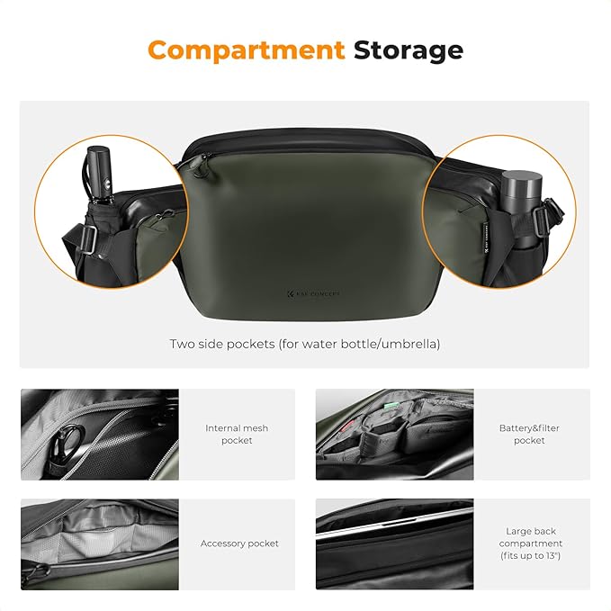 K&F CONCEPT Camera Sling Bag Crossbody Bag Waterproof Camera Shoulder Backpack - Image 4