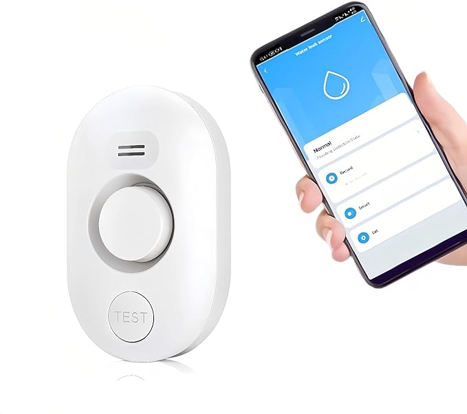 METAK Water Leak Detector Alarm: WiFi Water Flooding Monitor Smart App Sink by METAK